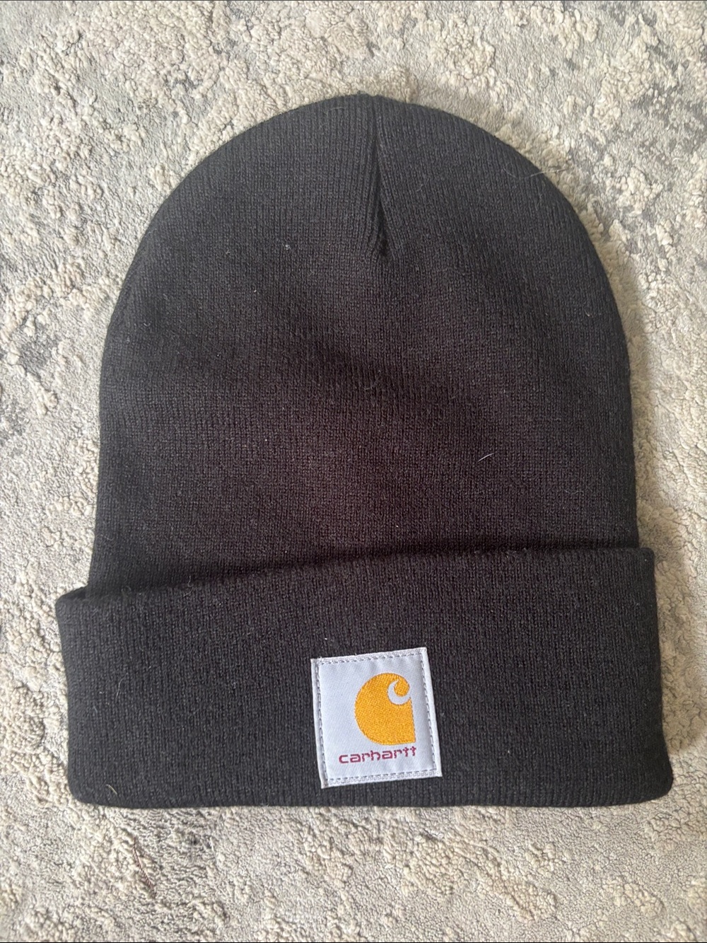 Carhartt Black Beanie with Yellow Logo Patch